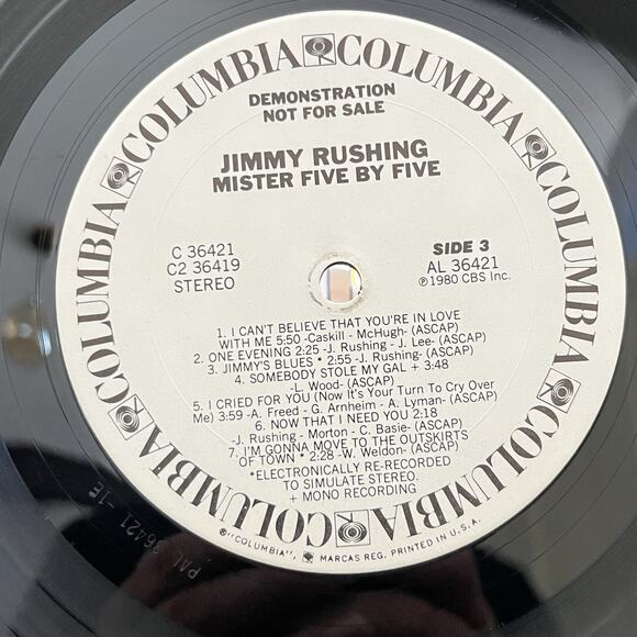 Jimmy Rushing Mr. Five By Five 2xVinyl LP 1980 Columbia White Label Promo - Picture 11 of 16